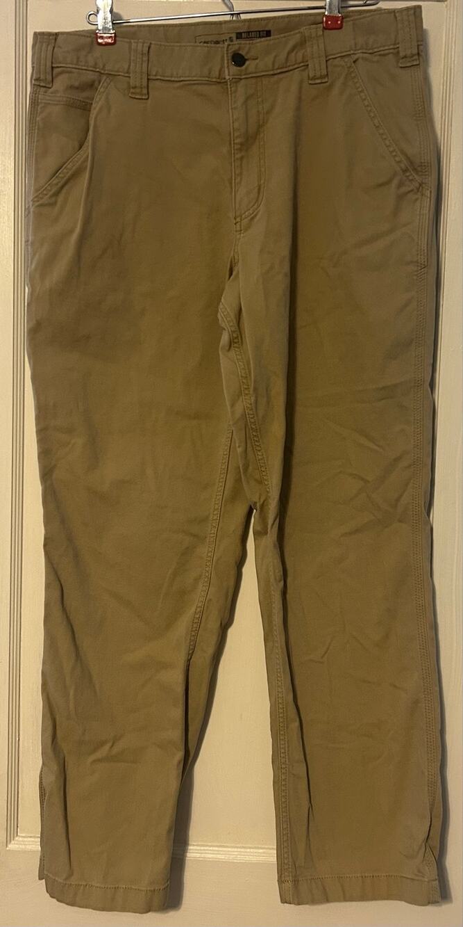 Carhartt Mens Carpenter Pants 34x30 Relaxed Fit Workwear Tan Khaki
